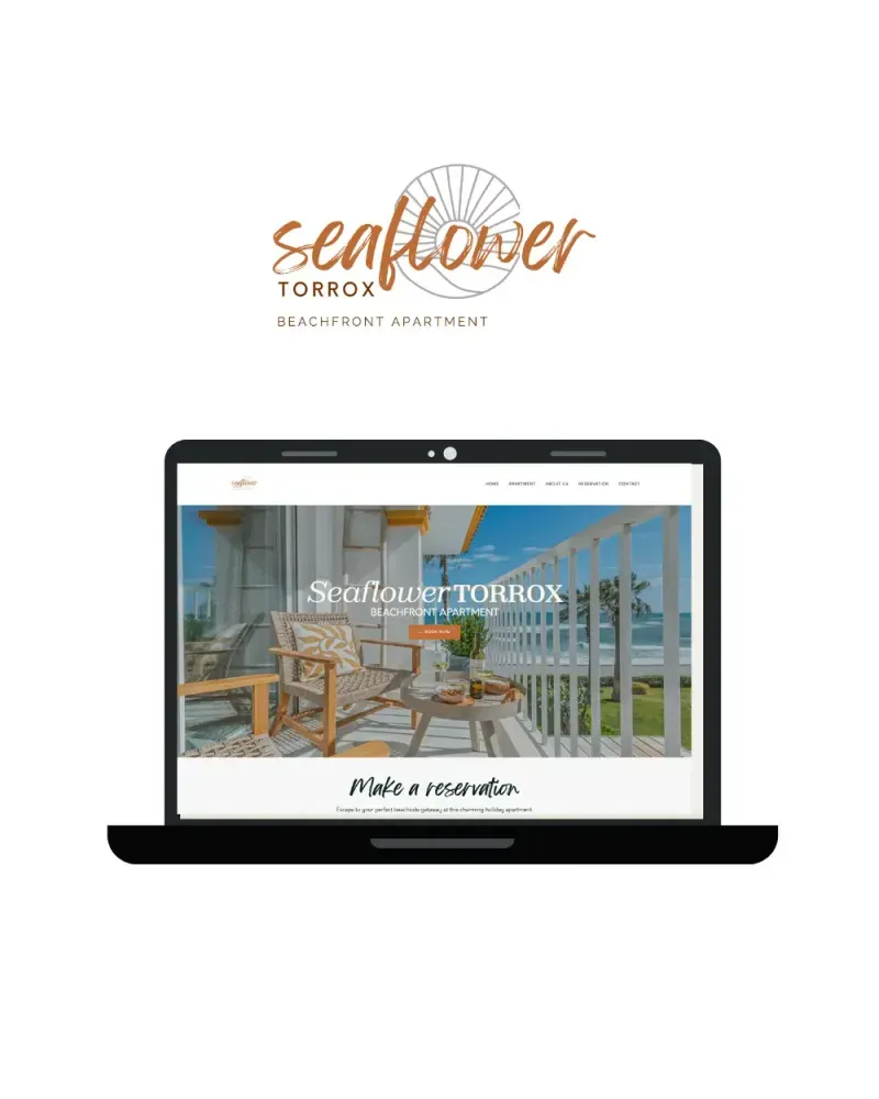 Website van Seaflower Torrox, ontworpen door SUSJOYA, op een laptop