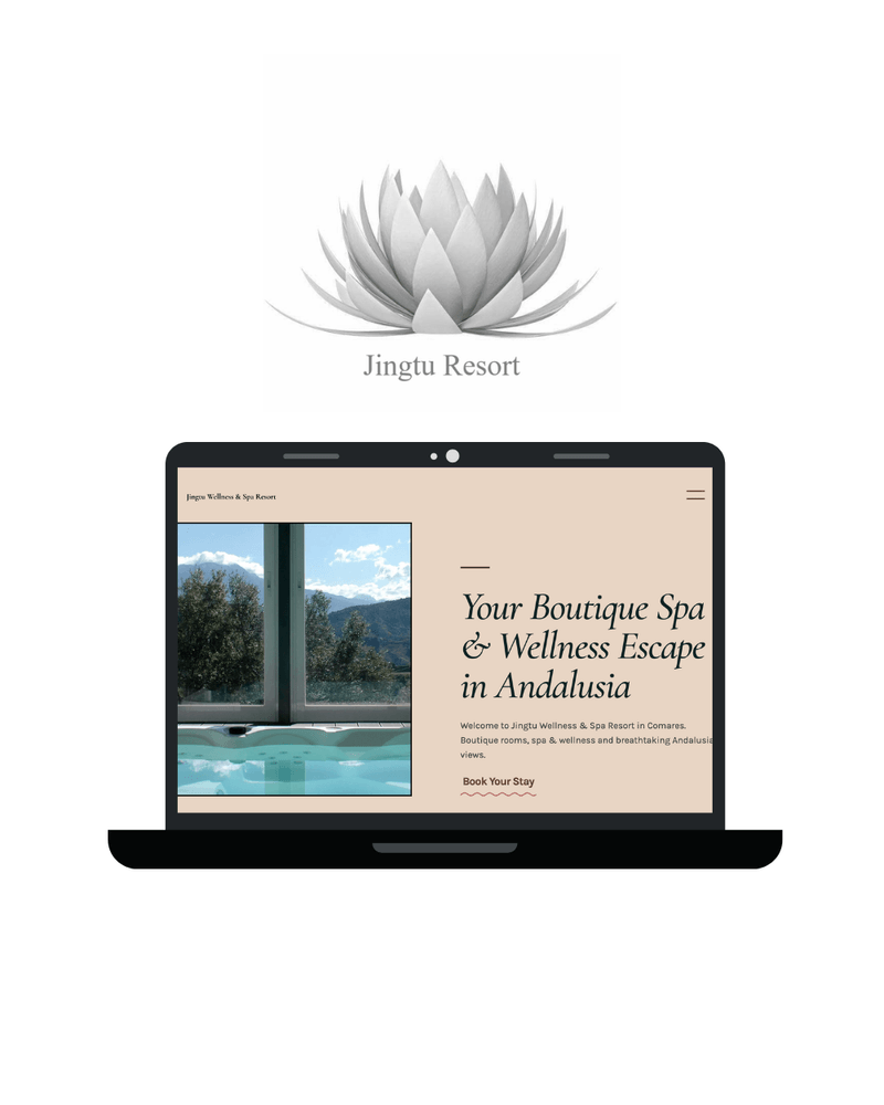 Website van Jingtu Resort, ontworpen door SUSJOYA, op een laptop