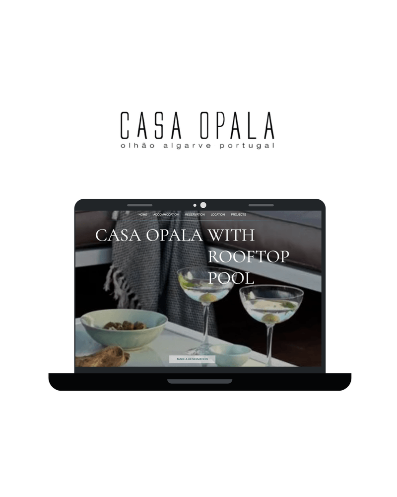Website van Casa Opala, ontworpen door SUSJOYA, op een laptop